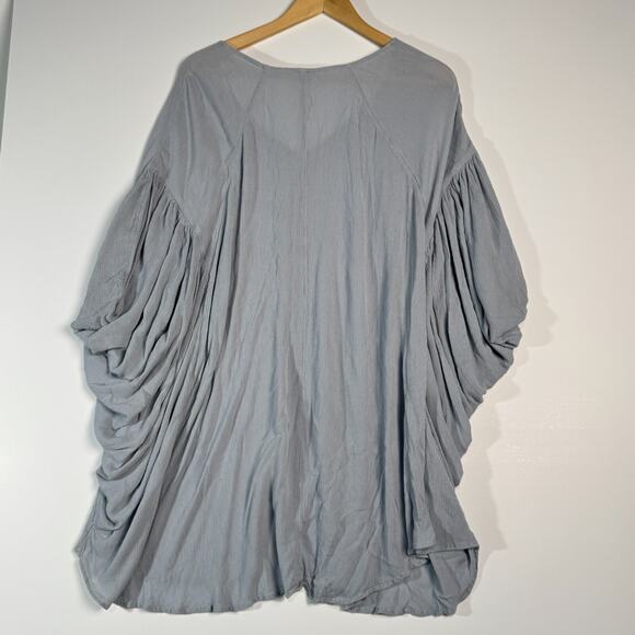 Free PeopleCaftan Kaftan Oversized Boho Blouse Coverup Light Blue Tunic Size S P - Picture 4 of 5